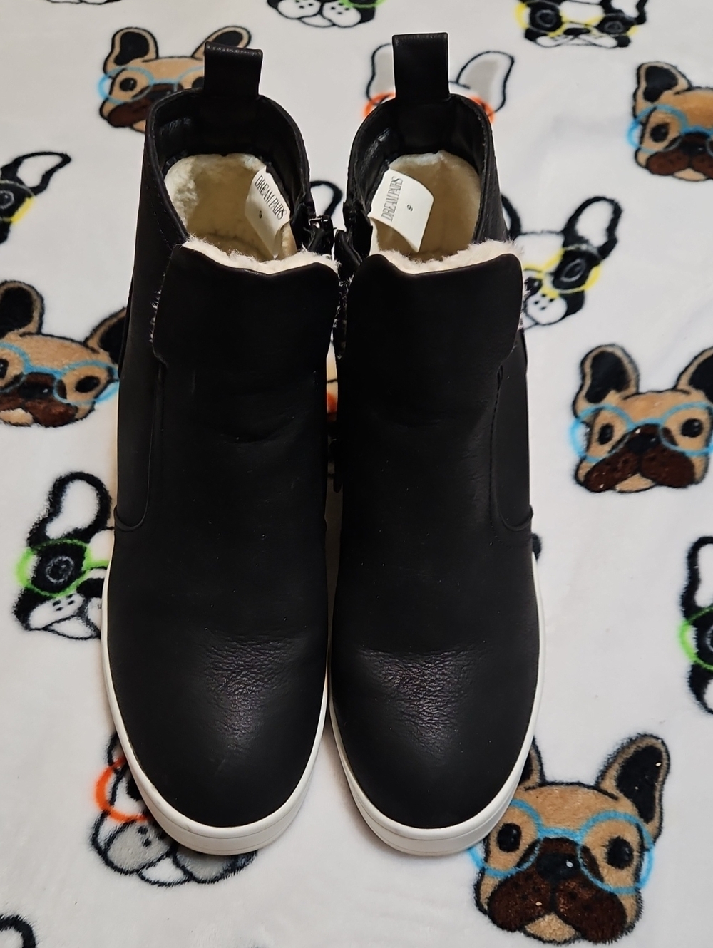 Dream Pairs Black Slip-On Ankle Booties with White Sole
